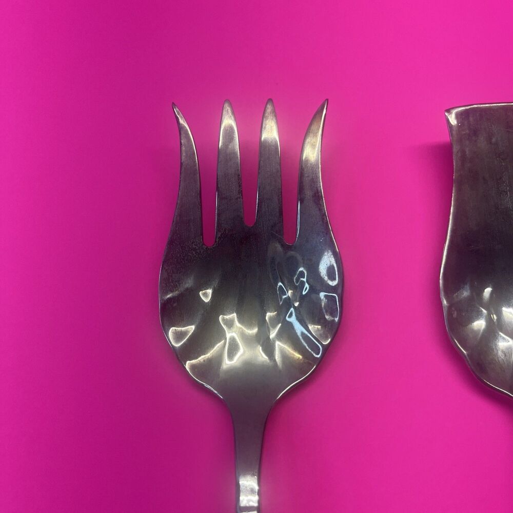 Vintage Silverplate Salad Serving Set Fork & Spoon No Brand Mark Vtg - Picture 3 of 11